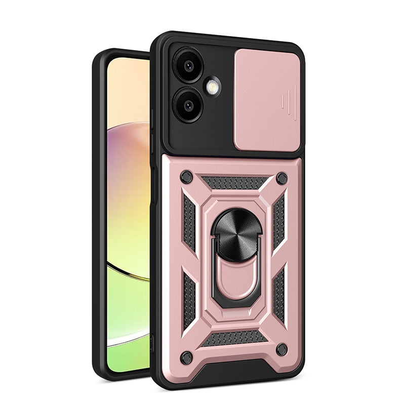 Samsung Galaxy A06 4G Sliding Camera Cover Magnetic Ring Stand Shockproof TPU + PC Protective Phone Case