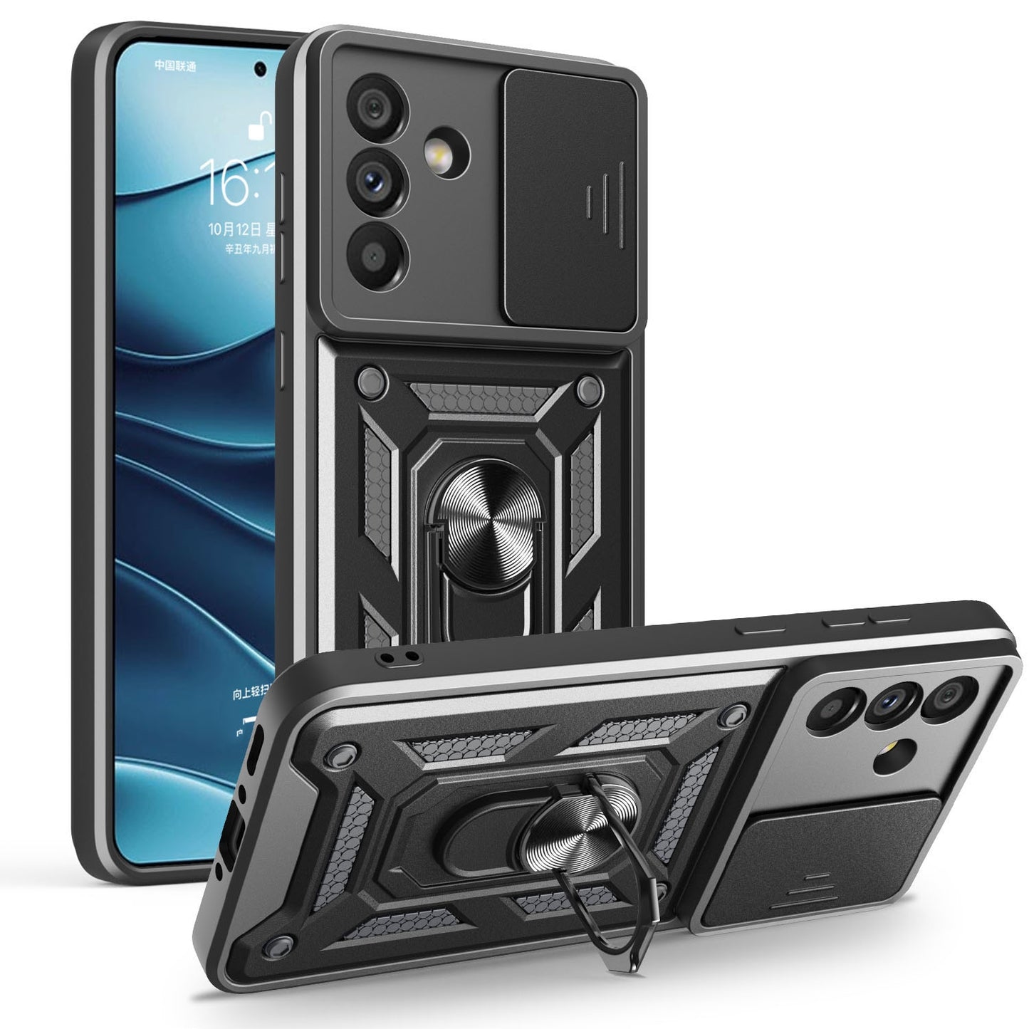 Samsung Galaxy A56 5G Sliding Camera Cover Magnetic Ring Stand Shockproof TPU + PC Protective Phone Case