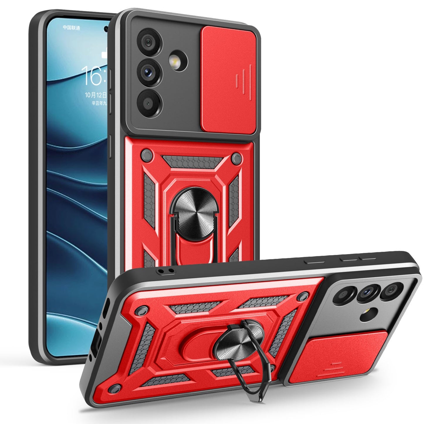 Samsung Galaxy A56 5G Sliding Camera Cover Magnetic Ring Stand Shockproof TPU + PC Protective Phone Case