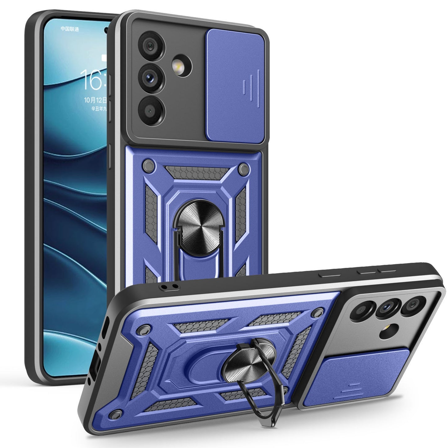 Samsung Galaxy A56 5G Sliding Camera Cover Magnetic Ring Stand Shockproof TPU + PC Protective Phone Case