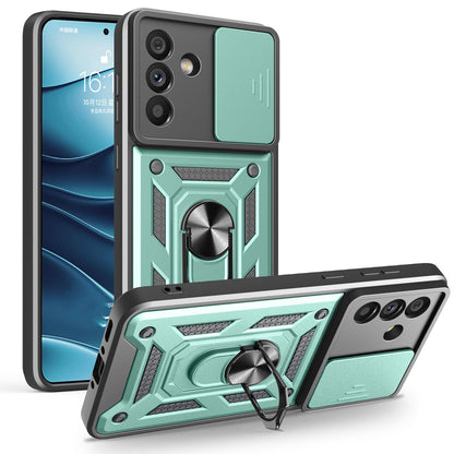 Samsung Galaxy A56 5G Sliding Camera Cover Magnetic Ring Stand Shockproof TPU + PC Protective Phone Case