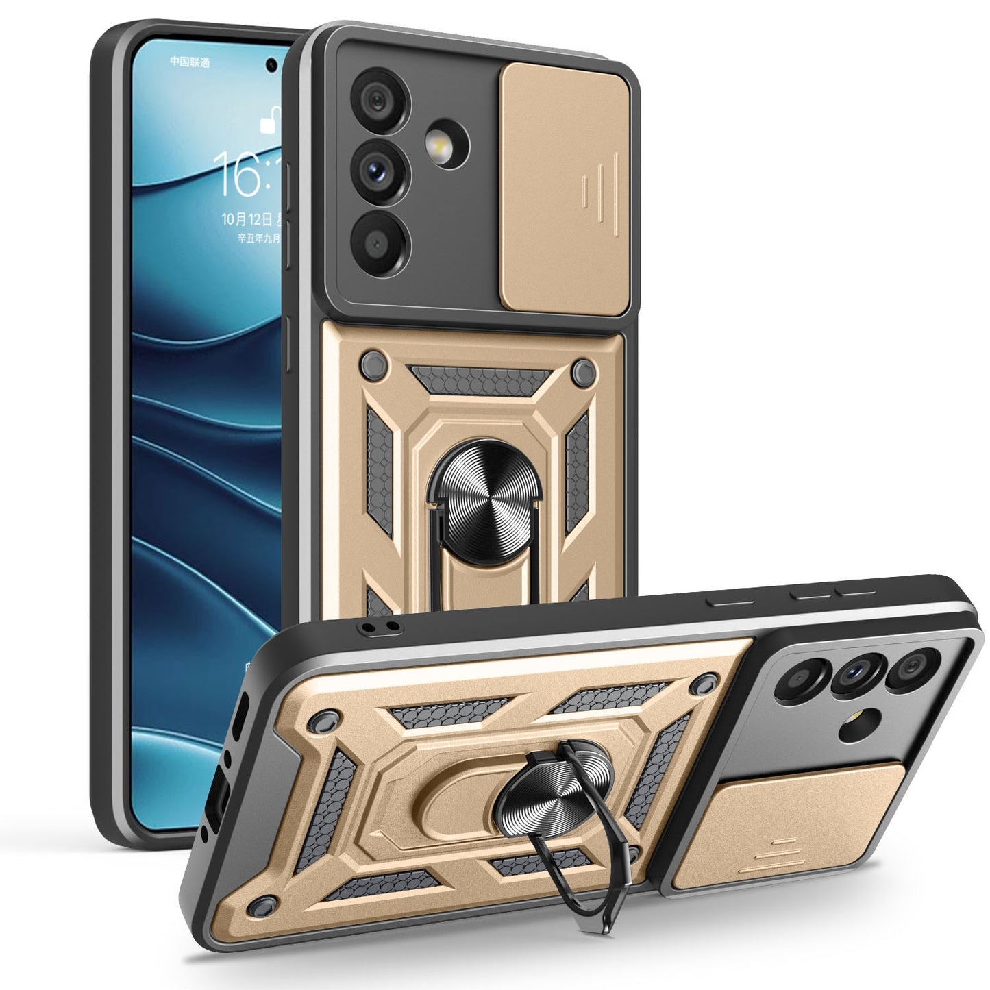 Samsung Galaxy A56 5G Sliding Camera Cover Magnetic Ring Stand Shockproof TPU + PC Protective Phone Case