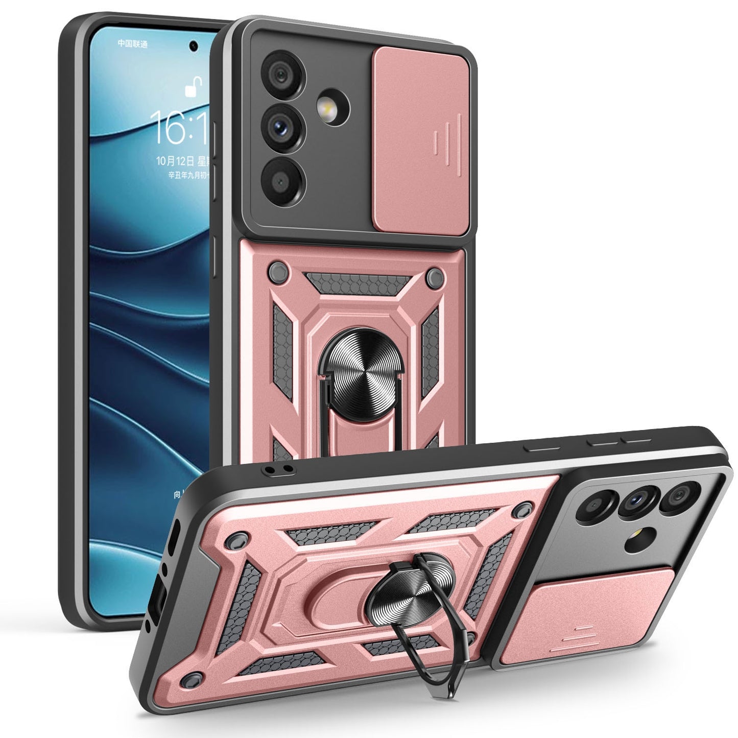 Samsung Galaxy A56 5G Sliding Camera Cover Magnetic Ring Stand Shockproof TPU + PC Protective Phone Case