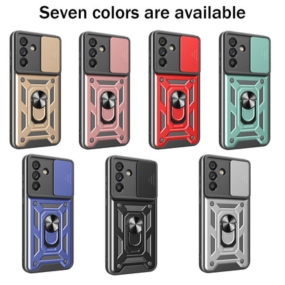 Samsung Galaxy A56 5G Sliding Camera Cover Magnetic Ring Stand Shockproof TPU + PC Protective Phone Case