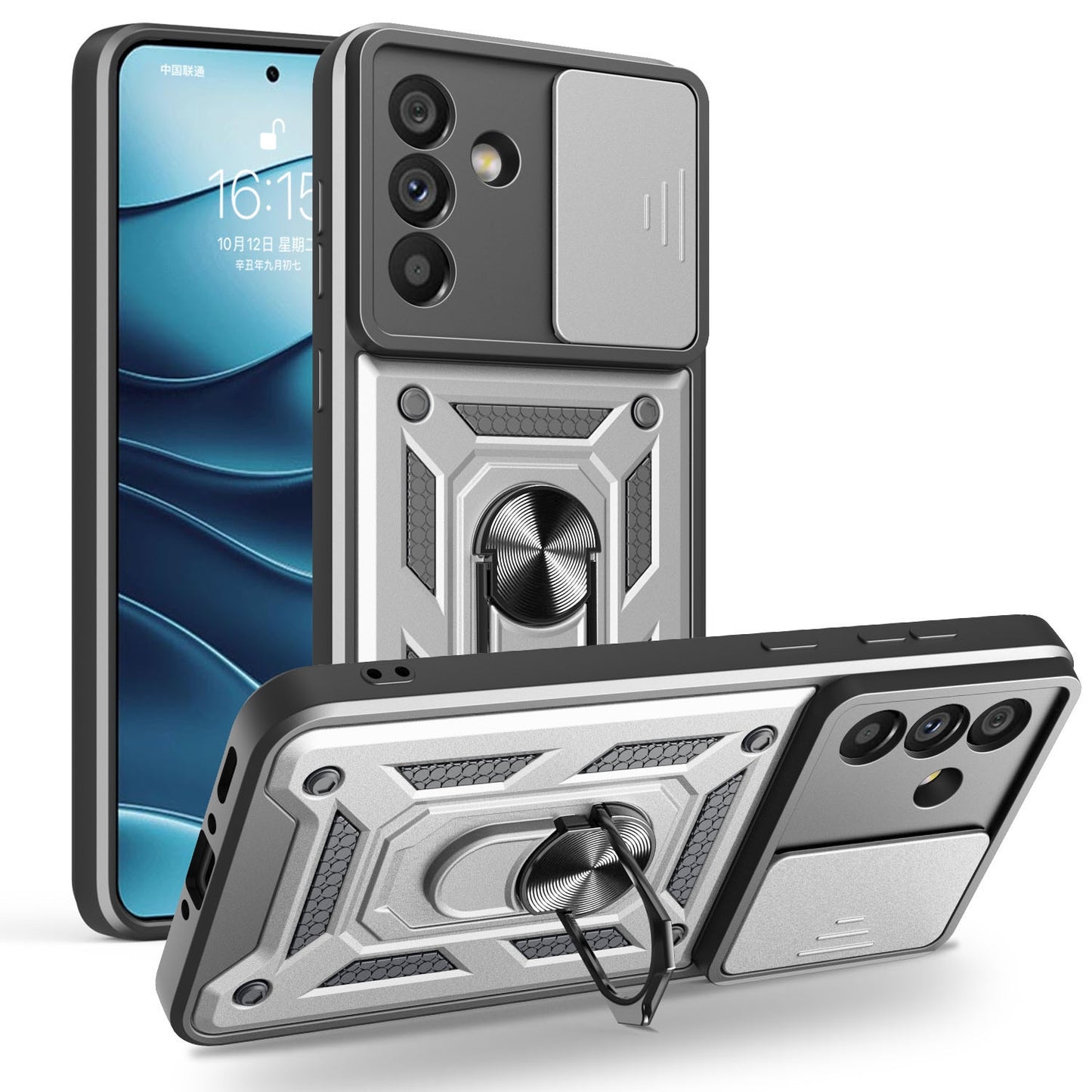 Samsung Galaxy A56 5G Sliding Camera Cover Magnetic Ring Stand Shockproof TPU + PC Protective Phone Case