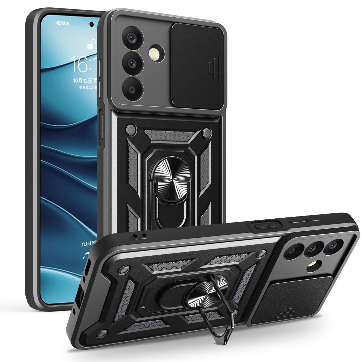 Samsung Galaxy A26 5G Sliding Camera Cover Magnetic Ring Stand Shockproof TPU + PC Protective Phone Case