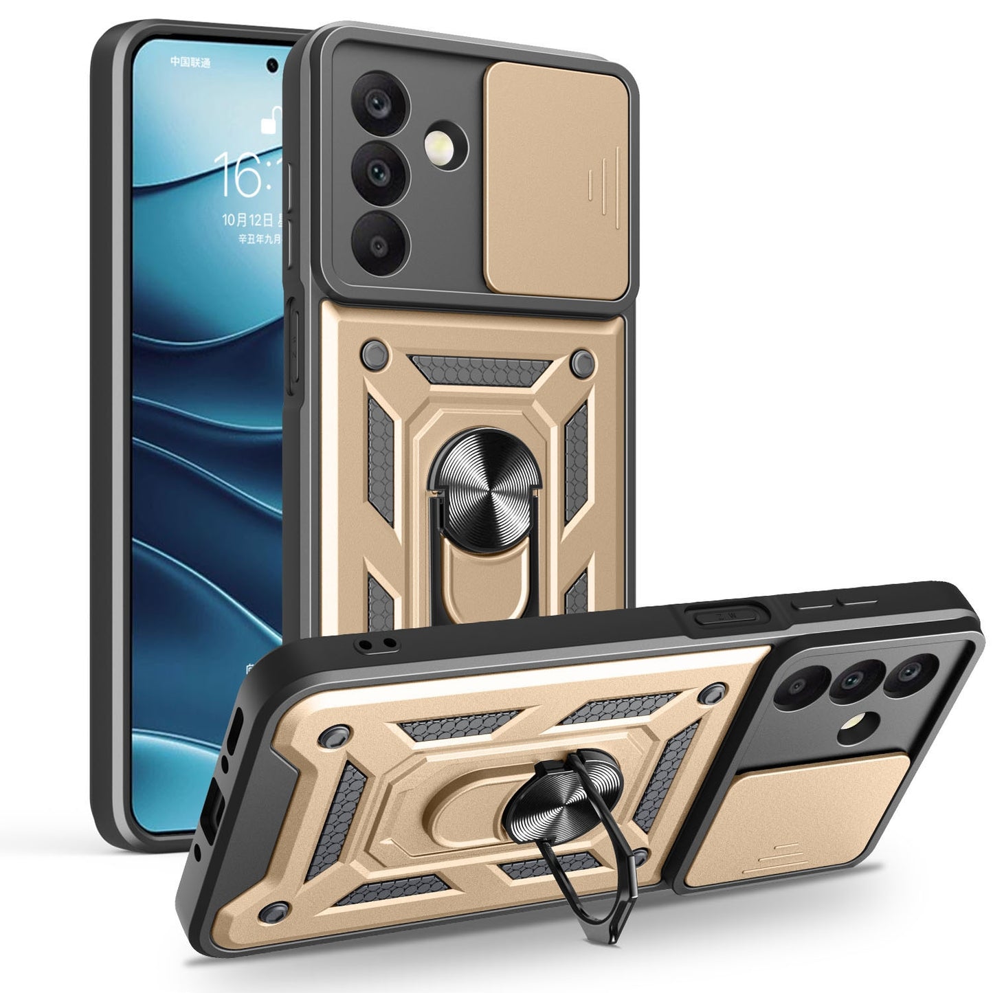 Samsung Galaxy A26 5G Sliding Camera Cover Magnetic Ring Stand Shockproof TPU + PC Protective Phone Case