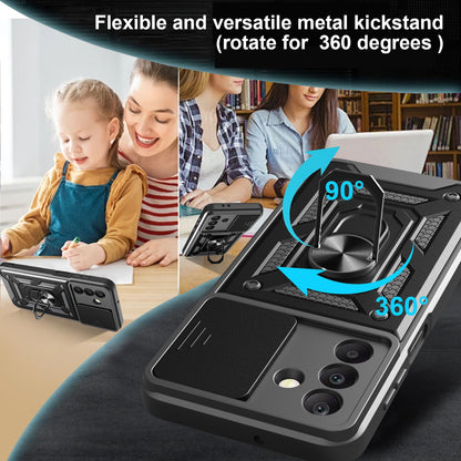 Samsung Galaxy A26 5G Sliding Camera Cover Magnetic Ring Stand Shockproof TPU + PC Protective Phone Case