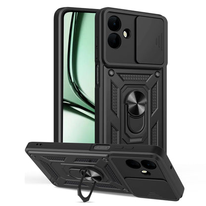 Samsung Galaxy A07 4G Sliding Camera Cover Magnetic Ring Stand Shockproof TPU + PC Protective Phone Case