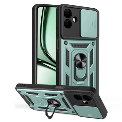 Samsung Galaxy A07 4G Sliding Camera Cover Magnetic Ring Stand Shockproof TPU + PC Protective Phone Case