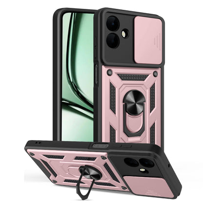 Samsung Galaxy A07 4G Sliding Camera Cover Magnetic Ring Stand Shockproof TPU + PC Protective Phone Case