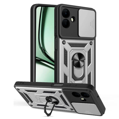 Samsung Galaxy A07 4G Sliding Camera Cover Magnetic Ring Stand Shockproof TPU + PC Protective Phone Case