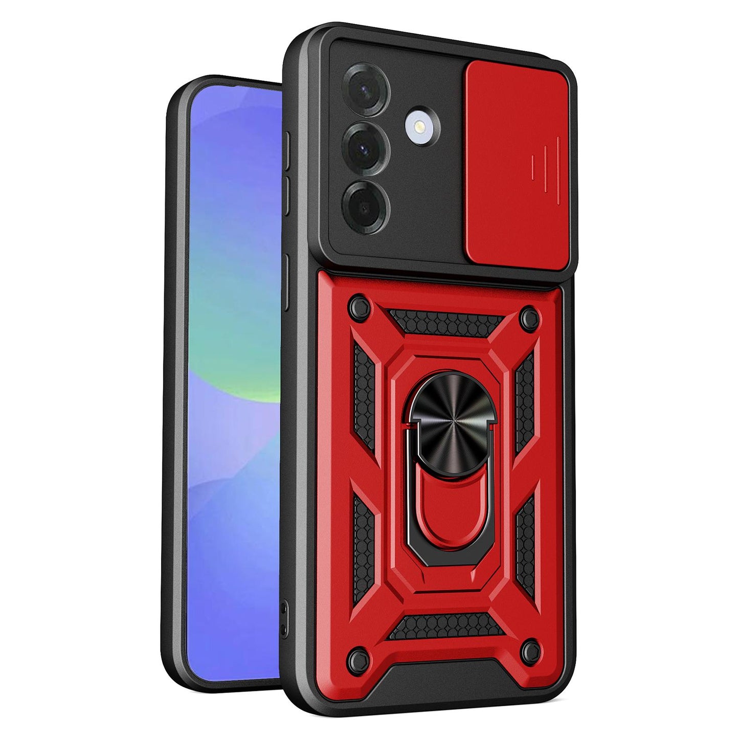 Samsung Galaxy A37 5G Sliding Camera Cover Magnetic Ring Stand Shockproof TPU + PC Protective Phone Case