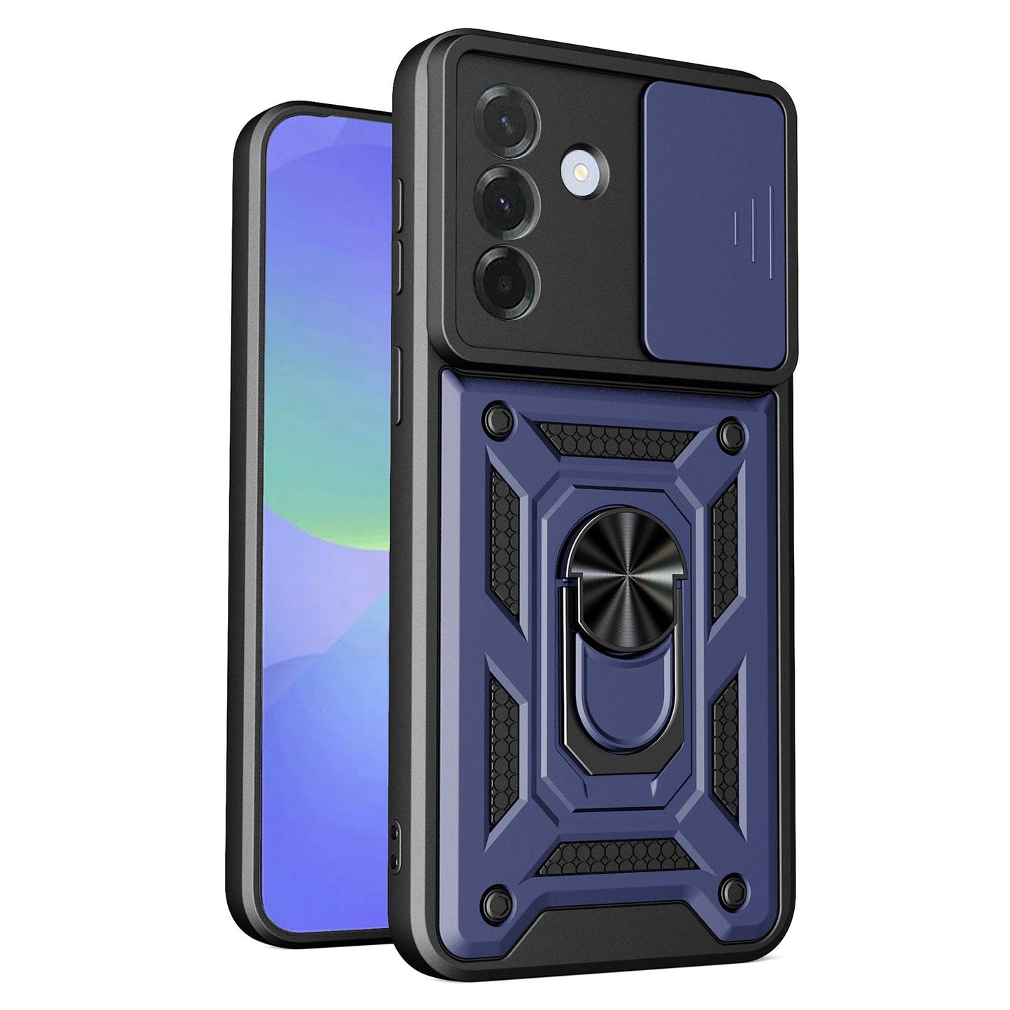 Samsung Galaxy A37 5G Sliding Camera Cover Magnetic Ring Stand Shockproof TPU + PC Protective Phone Case