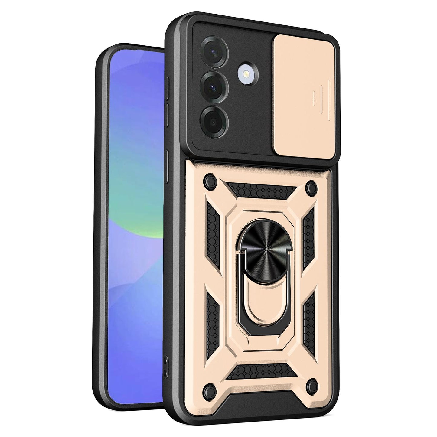 Samsung Galaxy A37 5G Sliding Camera Cover Magnetic Ring Stand Shockproof TPU + PC Protective Phone Case