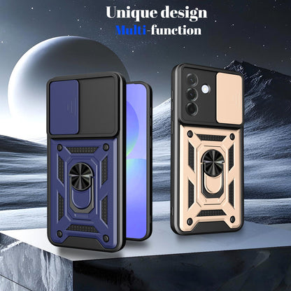 Samsung Galaxy A37 5G Sliding Camera Cover Magnetic Ring Stand Shockproof TPU + PC Protective Phone Case