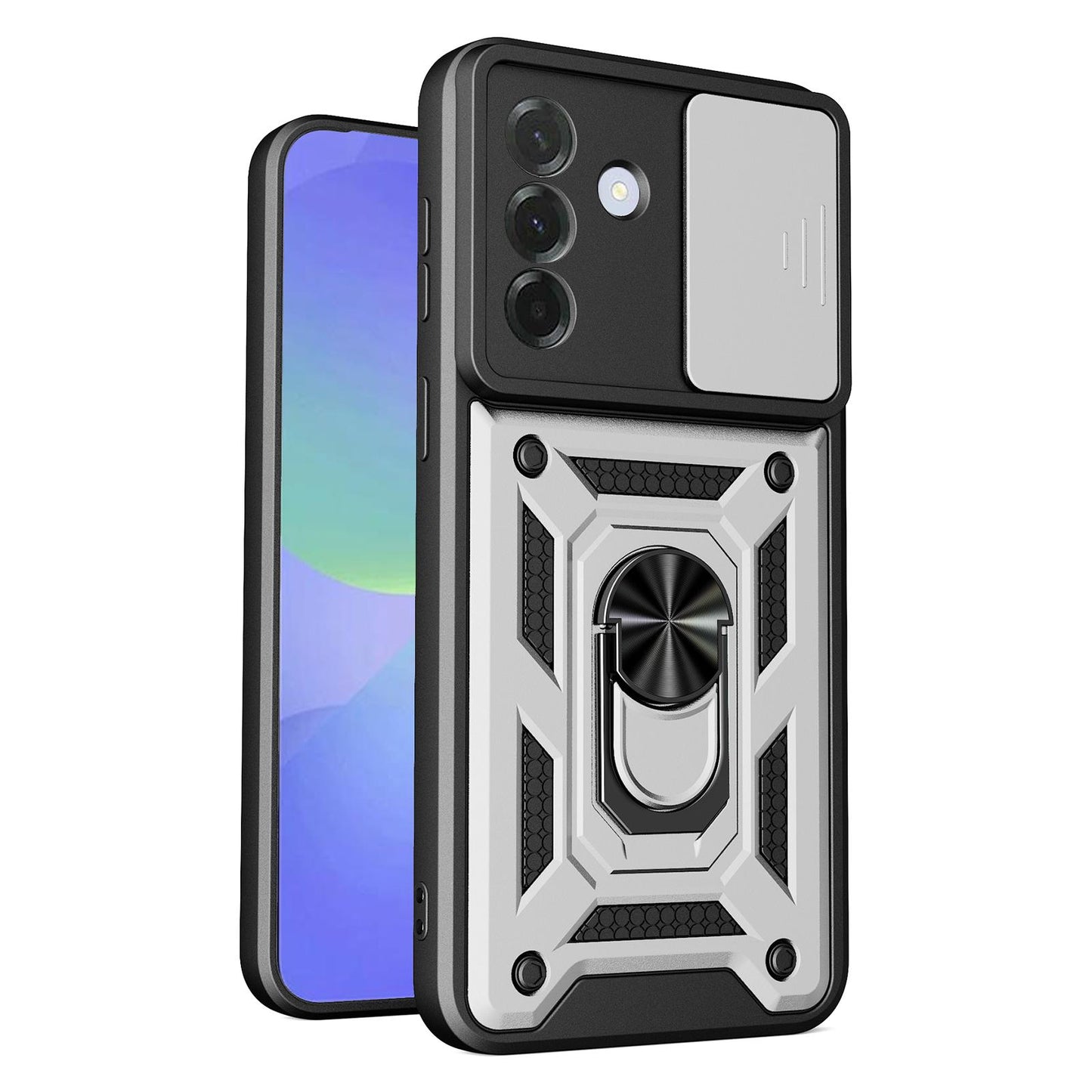 Samsung Galaxy A37 5G Sliding Camera Cover Magnetic Ring Stand Shockproof TPU + PC Protective Phone Case