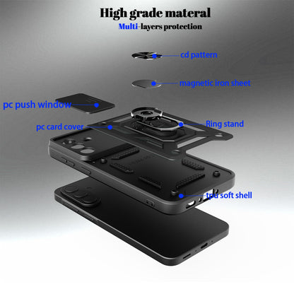 Samsung Galaxy A57 5G Sliding Camera Cover Magnetic Ring Stand Shockproof TPU + PC Protective Phone Case