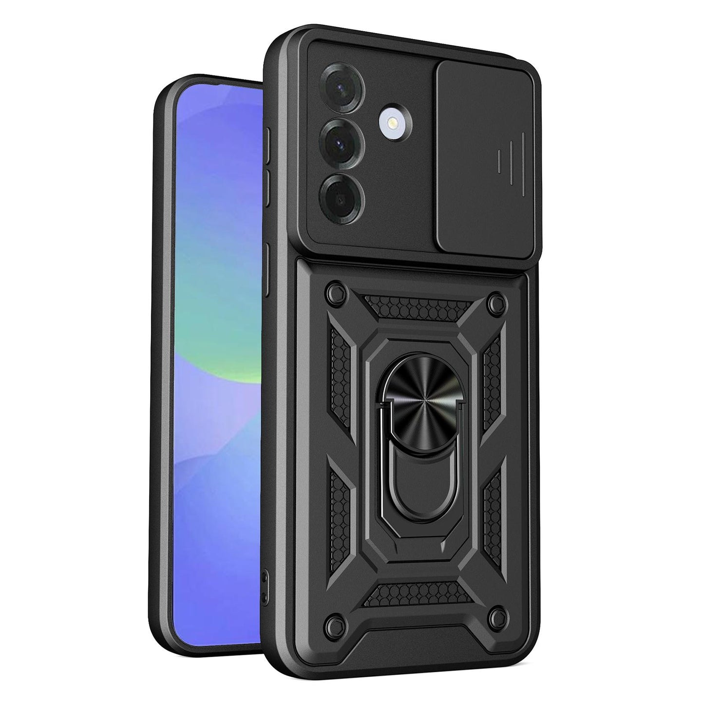 Samsung Galaxy A27 5G Sliding Camera Cover Magnetic Ring Stand Shockproof TPU + PC Protective Phone Case