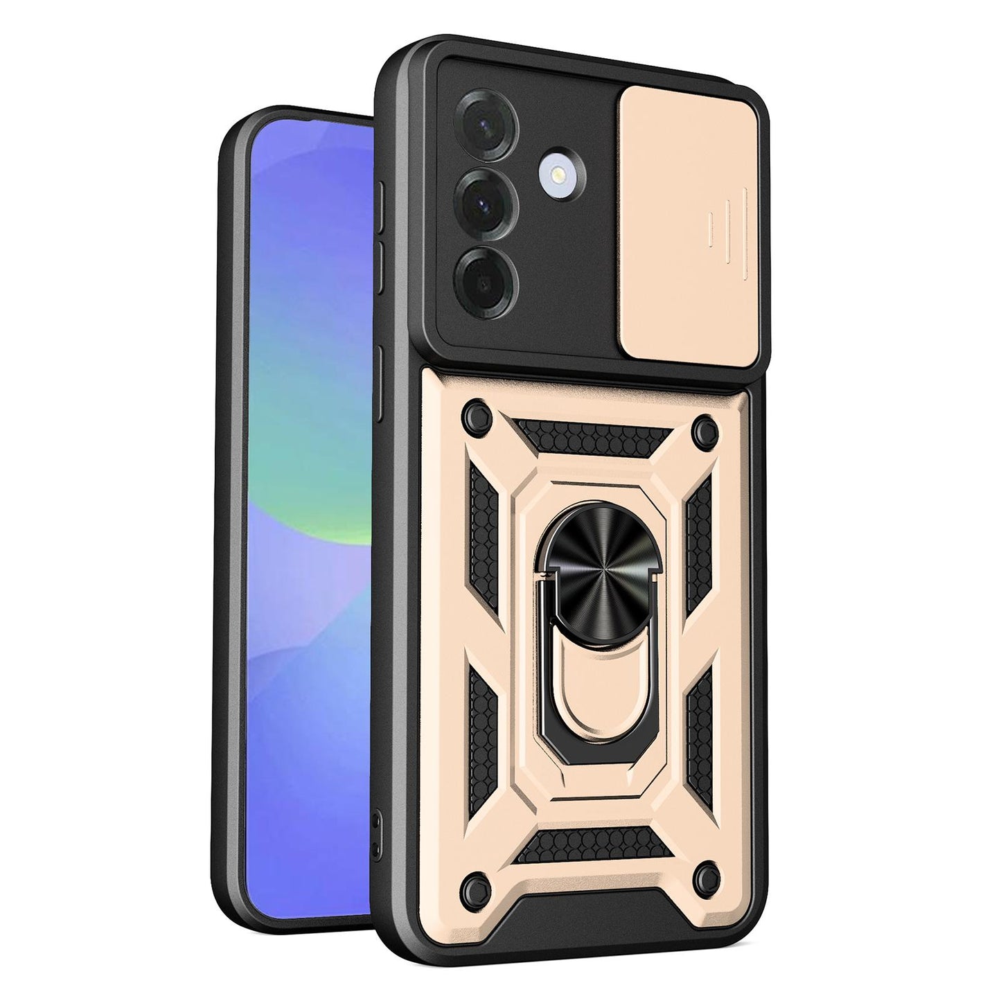 Samsung Galaxy A27 5G Sliding Camera Cover Magnetic Ring Stand Shockproof TPU + PC Protective Phone Case