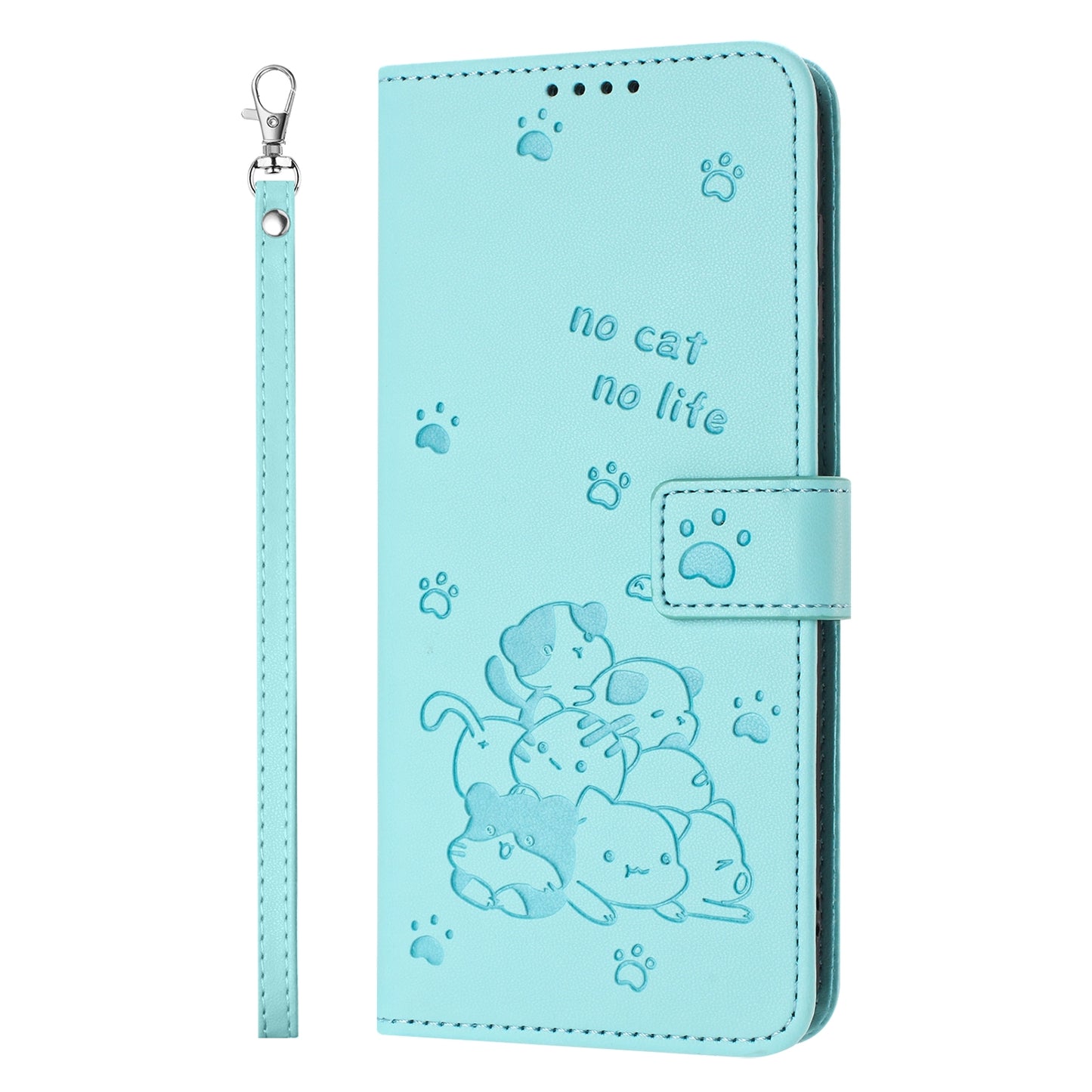 Honor X6b Embossed Kitten PU Leather Wallet Case with Card Slots, Cash Pocket, Kickstand Function, Wrist Lanyard Strap, Full Protective TPU Flip Cover