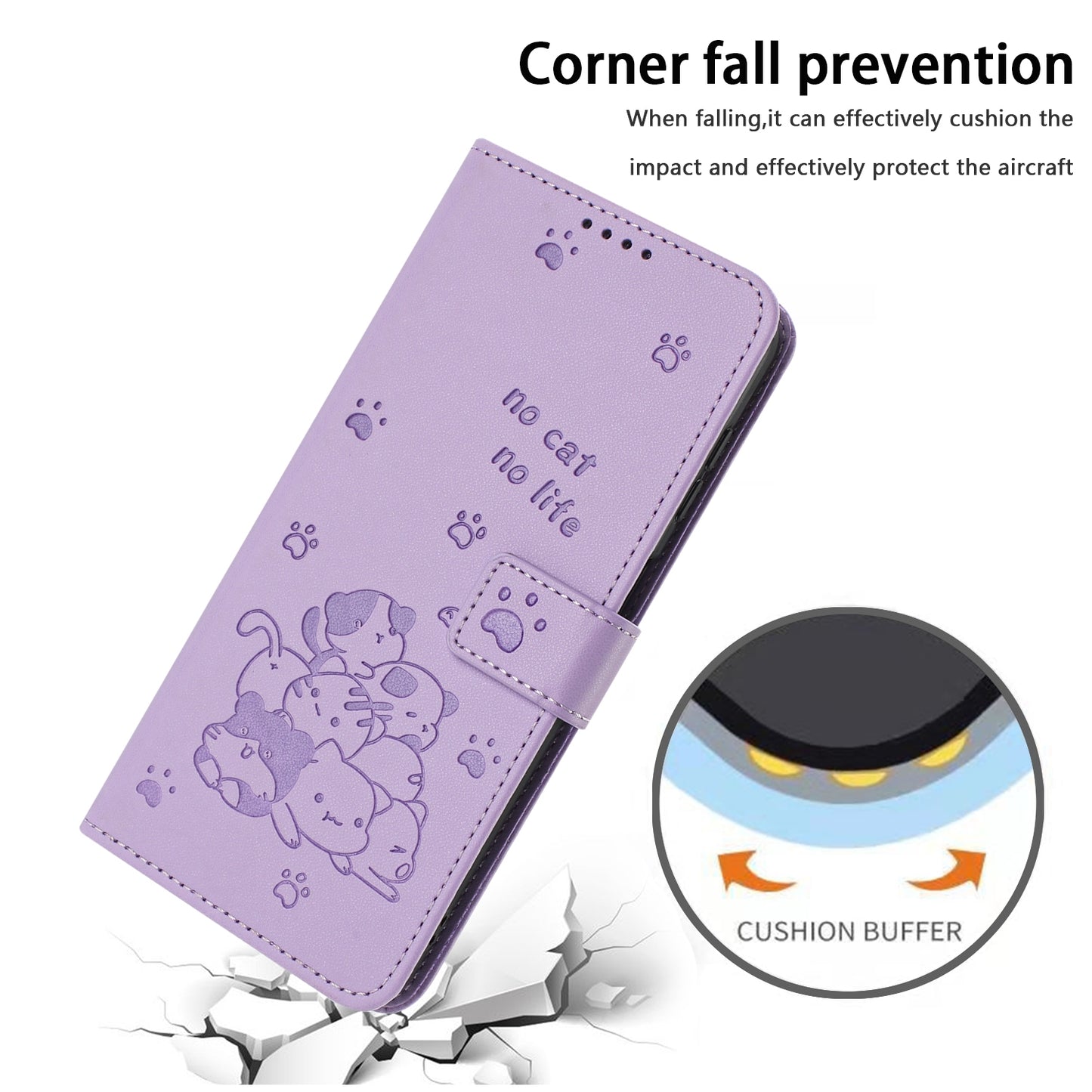 Honor X5b Plus Embossed Kitten PU Leather Wallet Case with Card Slots, Cash Pocket, Kickstand Function, Wrist Lanyard Strap, Full Protective TPU Flip Cover