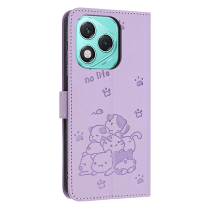 Honor 400 Lite Embossed Kitten PU Leather Wallet Case with Card Slots, Cash Pocket, Kickstand Function, Wrist Lanyard Strap, Full Protective TPU Flip Cover