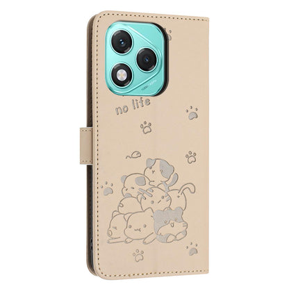 Honor 400 Lite Embossed Kitten PU Leather Wallet Case with Card Slots, Cash Pocket, Kickstand Function, Wrist Lanyard Strap, Full Protective TPU Flip Cover