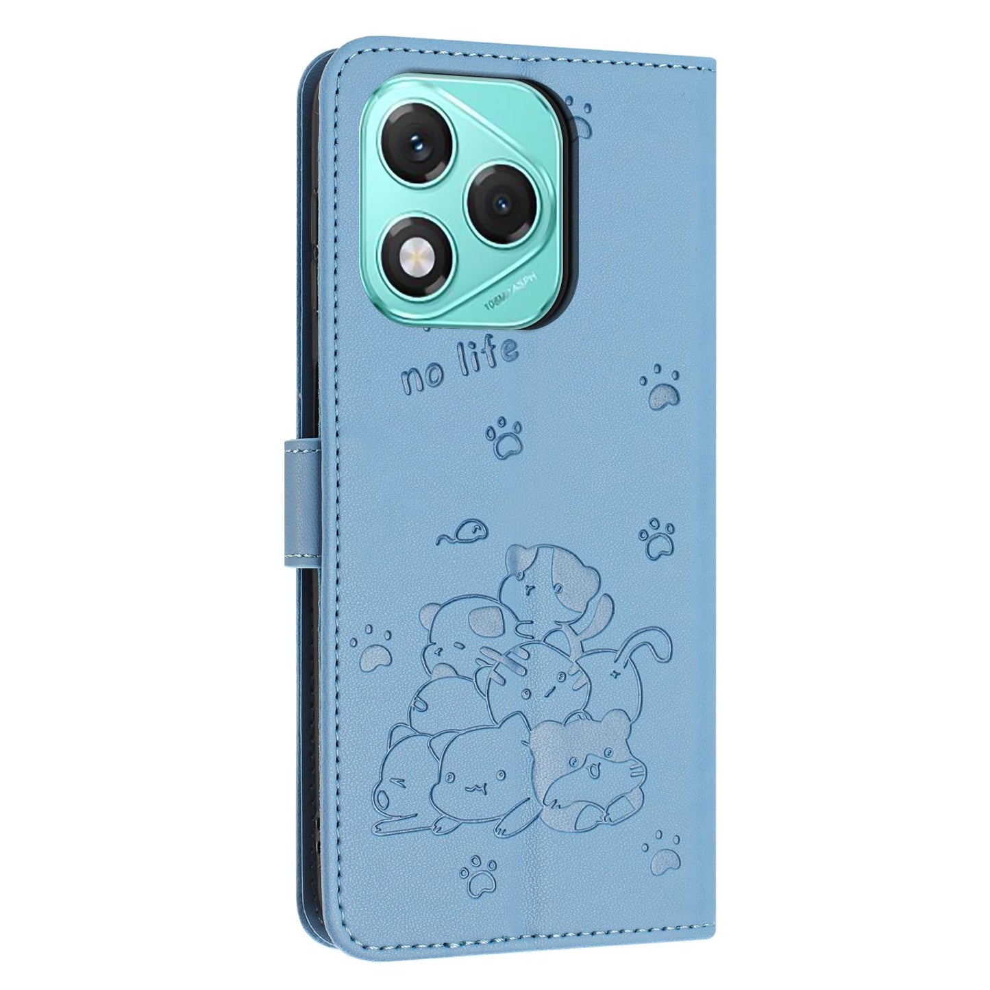 Honor 400 Lite Embossed Kitten PU Leather Wallet Case with Card Slots, Cash Pocket, Kickstand Function, Wrist Lanyard Strap, Full Protective TPU Flip Cover