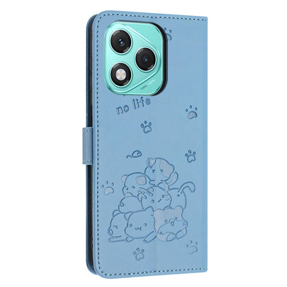 Honor 400 Lite Embossed Kitten PU Leather Wallet Case with Card Slots, Cash Pocket, Kickstand Function, Wrist Lanyard Strap, Full Protective TPU Flip Cover