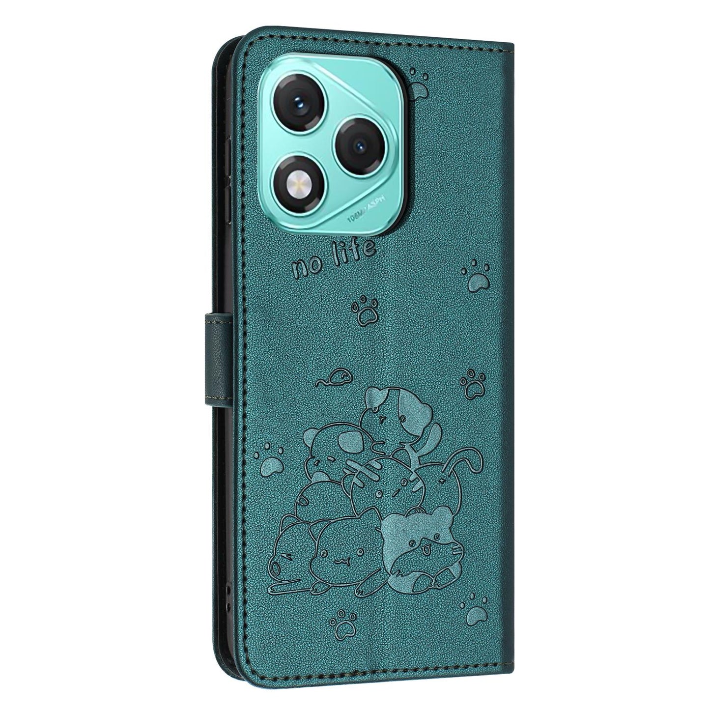 Honor 400 Lite Embossed Kitten PU Leather Wallet Case with Card Slots, Cash Pocket, Kickstand Function, Wrist Lanyard Strap, Full Protective TPU Flip Cover