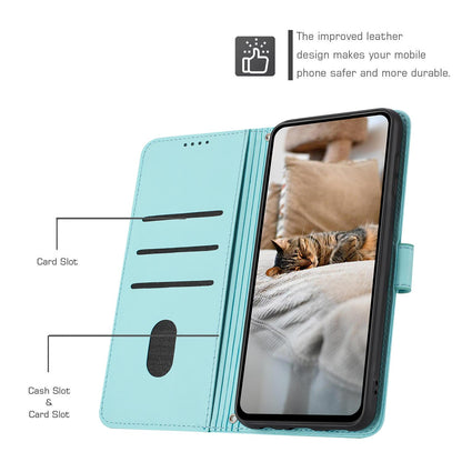 Honor X5c Plus Embossed Kitten PU Leather Wallet Case with Card Slots, Cash Pocket, Kickstand Function, Wrist Lanyard Strap, Full Protective TPU Flip Cover