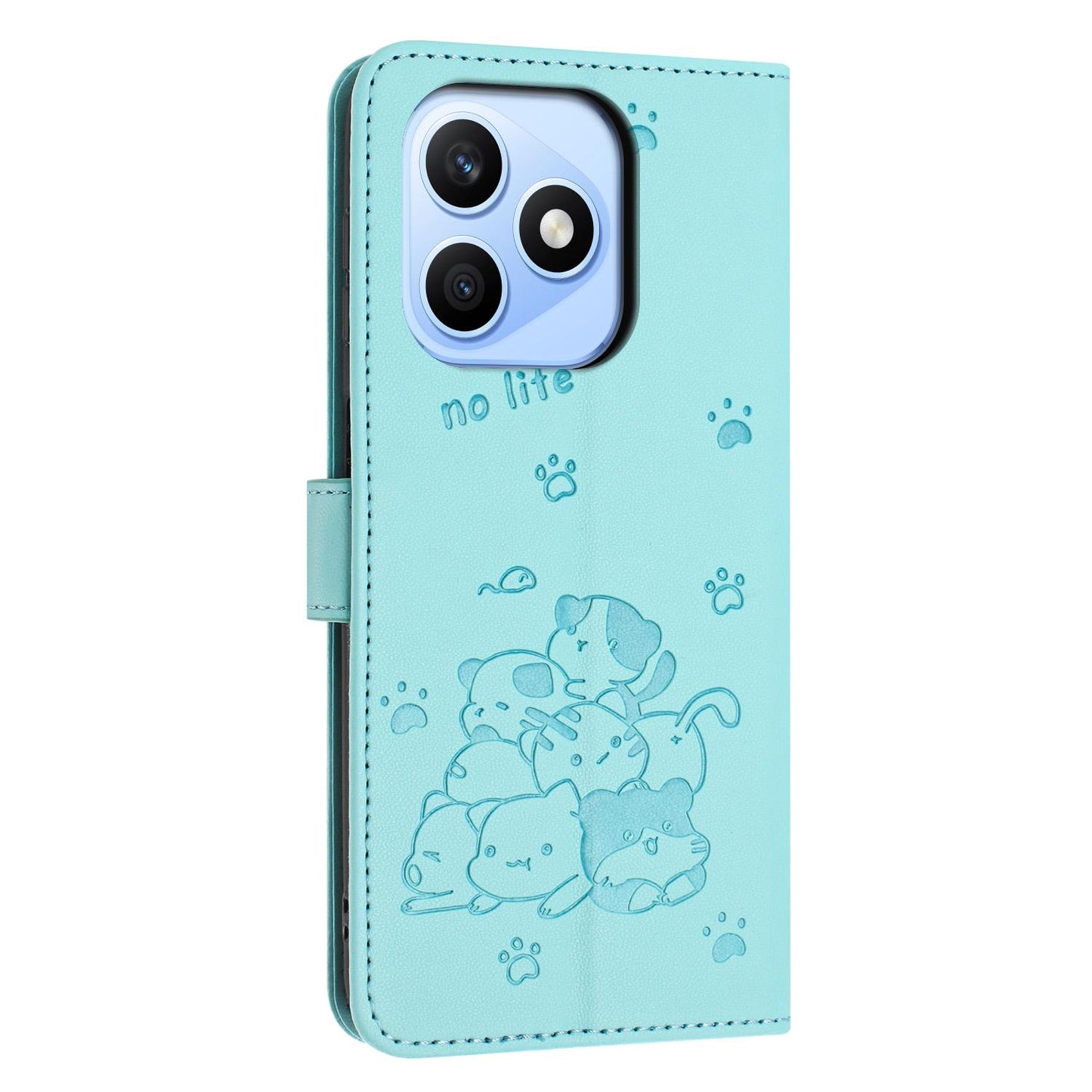 Honor X8d 4G Embossed Kitten PU Leather Wallet Case with Card Slots, Cash Pocket, Kickstand Function, Wrist Lanyard Strap, Full Protective TPU Flip Cover
