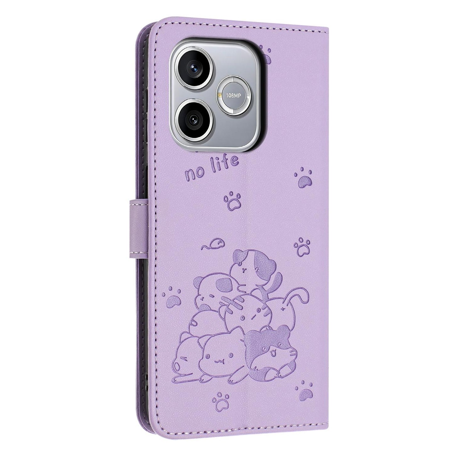 Honor 600 Lite Embossed Kitten PU Leather Wallet Case with Card Slots, Cash Pocket, Kickstand Function, Wrist Lanyard Strap, Full Protective TPU Flip Cover