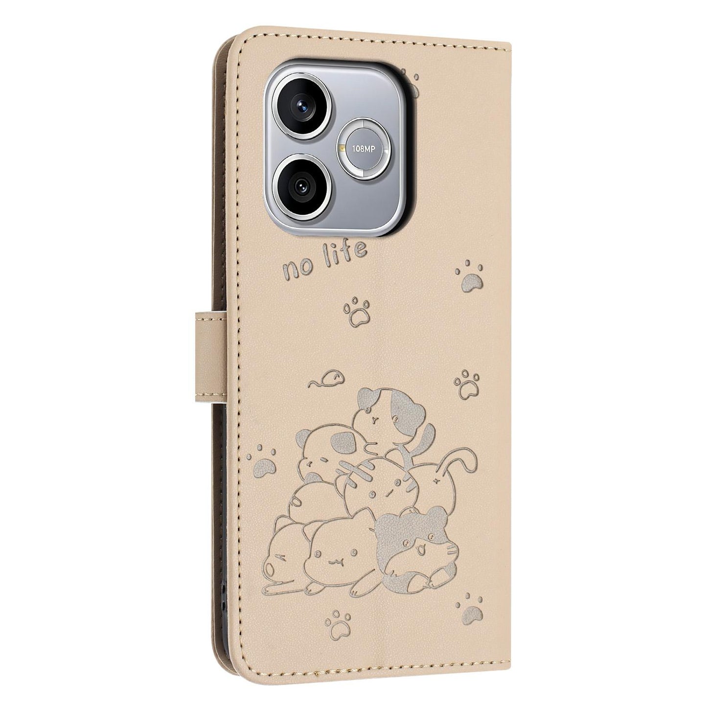 Honor 600 Lite Embossed Kitten PU Leather Wallet Case with Card Slots, Cash Pocket, Kickstand Function, Wrist Lanyard Strap, Full Protective TPU Flip Cover