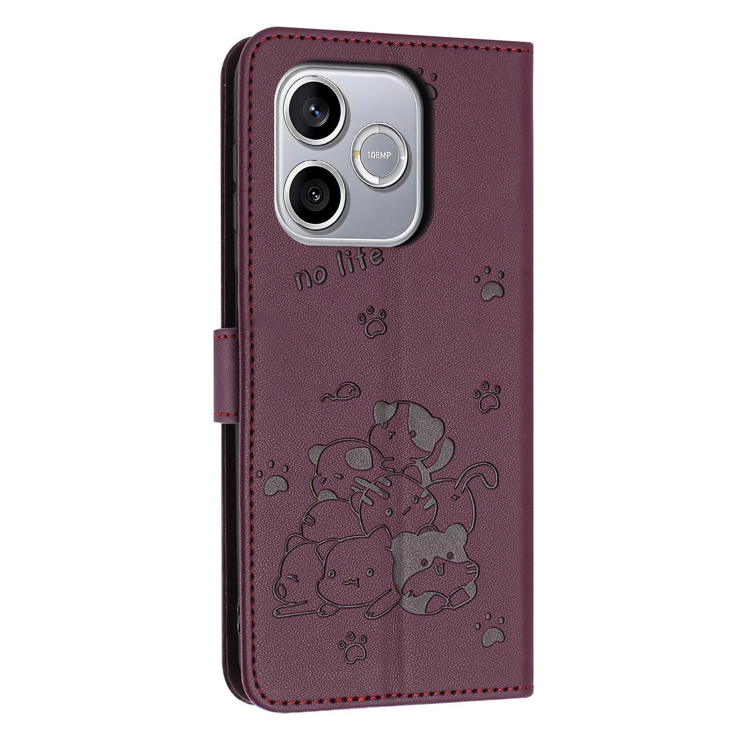 Honor 600 Lite Embossed Kitten PU Leather Wallet Case with Card Slots, Cash Pocket, Kickstand Function, Wrist Lanyard Strap, Full Protective TPU Flip Cover
