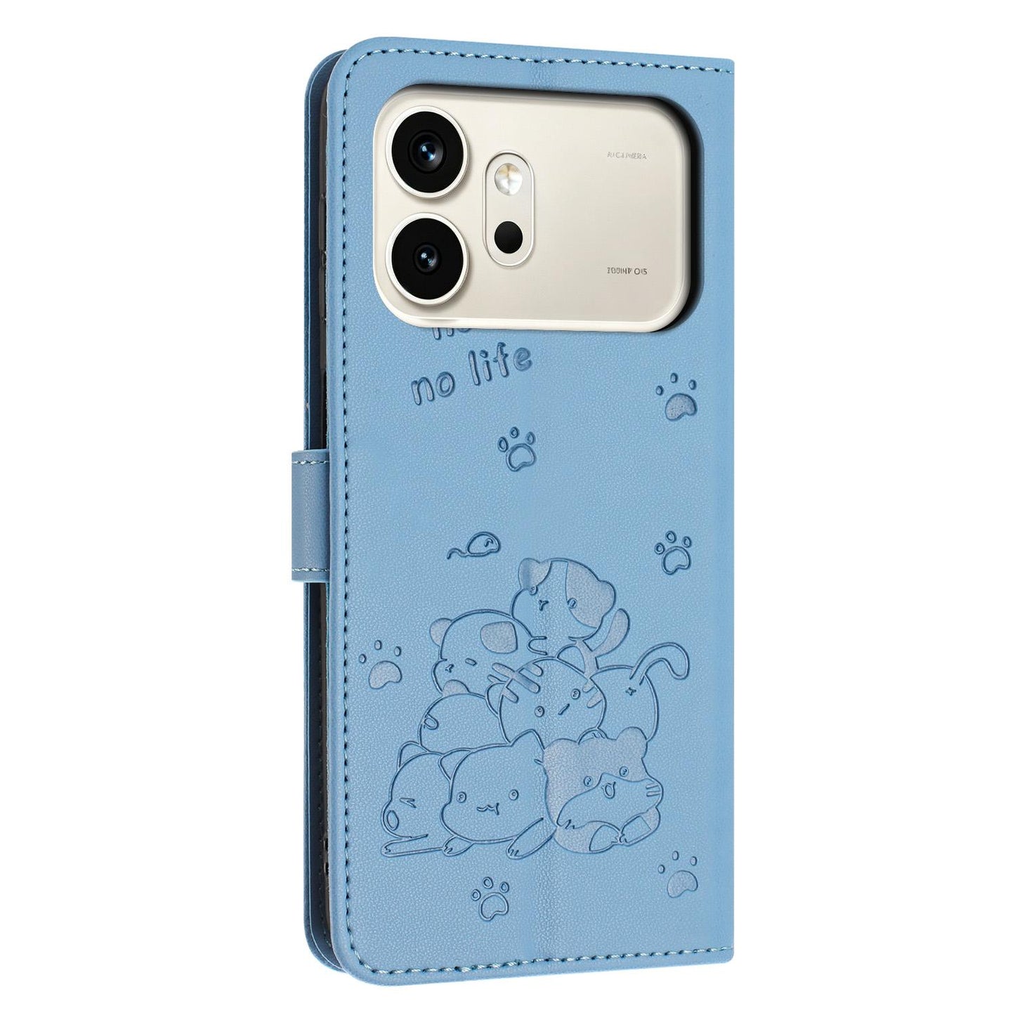 Honor 600 Embossed Kitten PU Leather Wallet Case with Card Slots, Cash Pocket, Kickstand Function, Wrist Lanyard Strap, Full Protective TPU Flip Cover