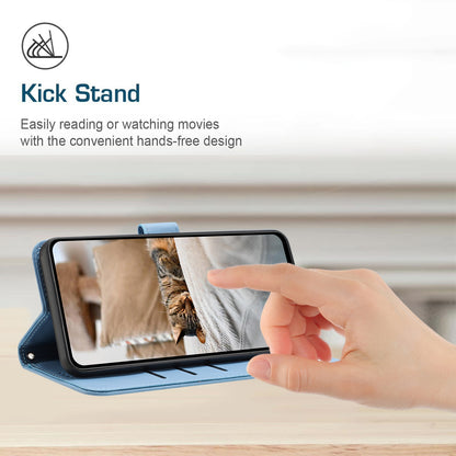 OPPO A78 4G Embossed Kitten PU Leather Wallet Case with Card Slots, Cash Pocket, Kickstand Function, Wrist Lanyard Strap, Full Protective TPU Flip Cover