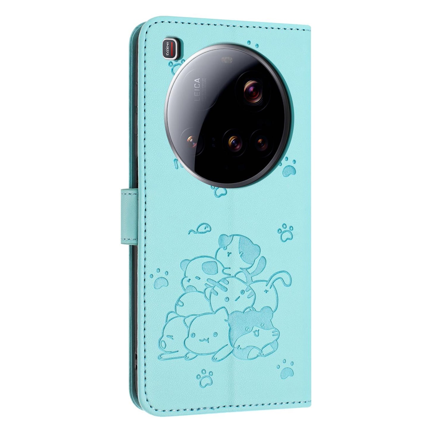 Xiaomi 15 Ultra Embossed Kitten PU Leather Wallet Case with Card Slots, Cash Pocket, Kickstand Function, Wrist Lanyard Strap, Full Protective TPU Flip Cover
