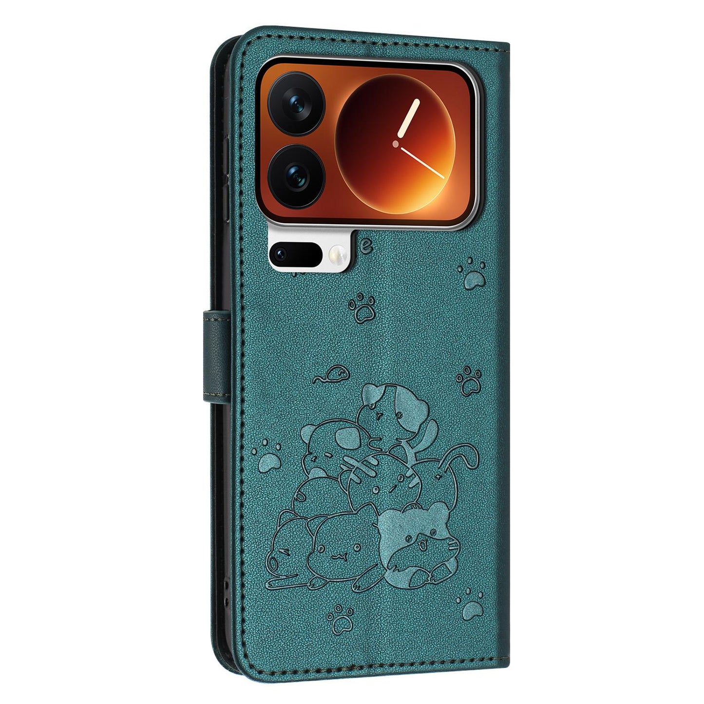 Xiaomi 17 Pro Max Embossed Kitten PU Leather Wallet Case with Card Slots, Cash Pocket, Kickstand Function, Wrist Lanyard Strap, Full Protective TPU Flip Cover