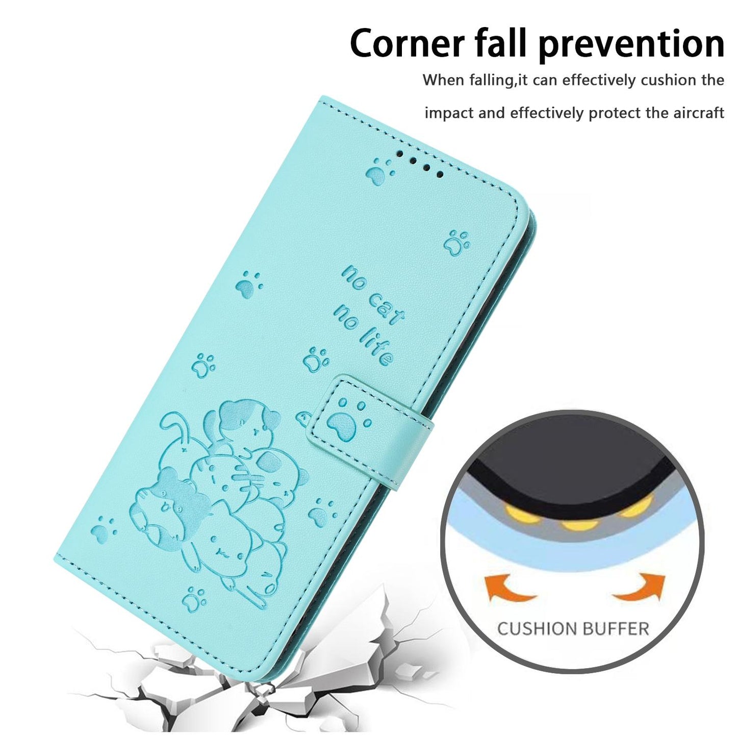 Motorola Moto G 5G 2025 Embossed Kitten PU Leather Wallet Case with Card Slots, Cash Pocket, Kickstand Function, Wrist Lanyard Strap, Full Protective TPU Flip Cover