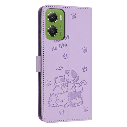 Motorola Moto G06 4G Embossed Kitten PU Leather Wallet Case with Card Slots, Cash Pocket, Kickstand Function, Wrist Lanyard Strap, Full Protective TPU Flip Cover
