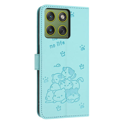 Motorola Edge 70 5G Embossed Kitten PU Leather Wallet Case with Card Slots, Cash Pocket, Kickstand Function, Wrist Lanyard Strap, Full Protective TPU Flip Cover