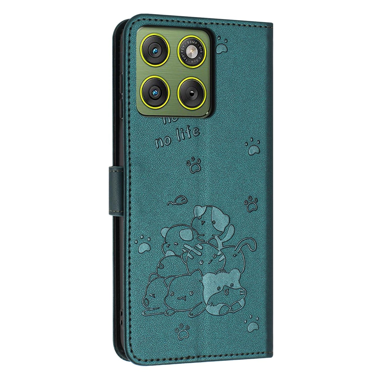 Motorola Edge 70 5G Embossed Kitten PU Leather Wallet Case with Card Slots, Cash Pocket, Kickstand Function, Wrist Lanyard Strap, Full Protective TPU Flip Cover