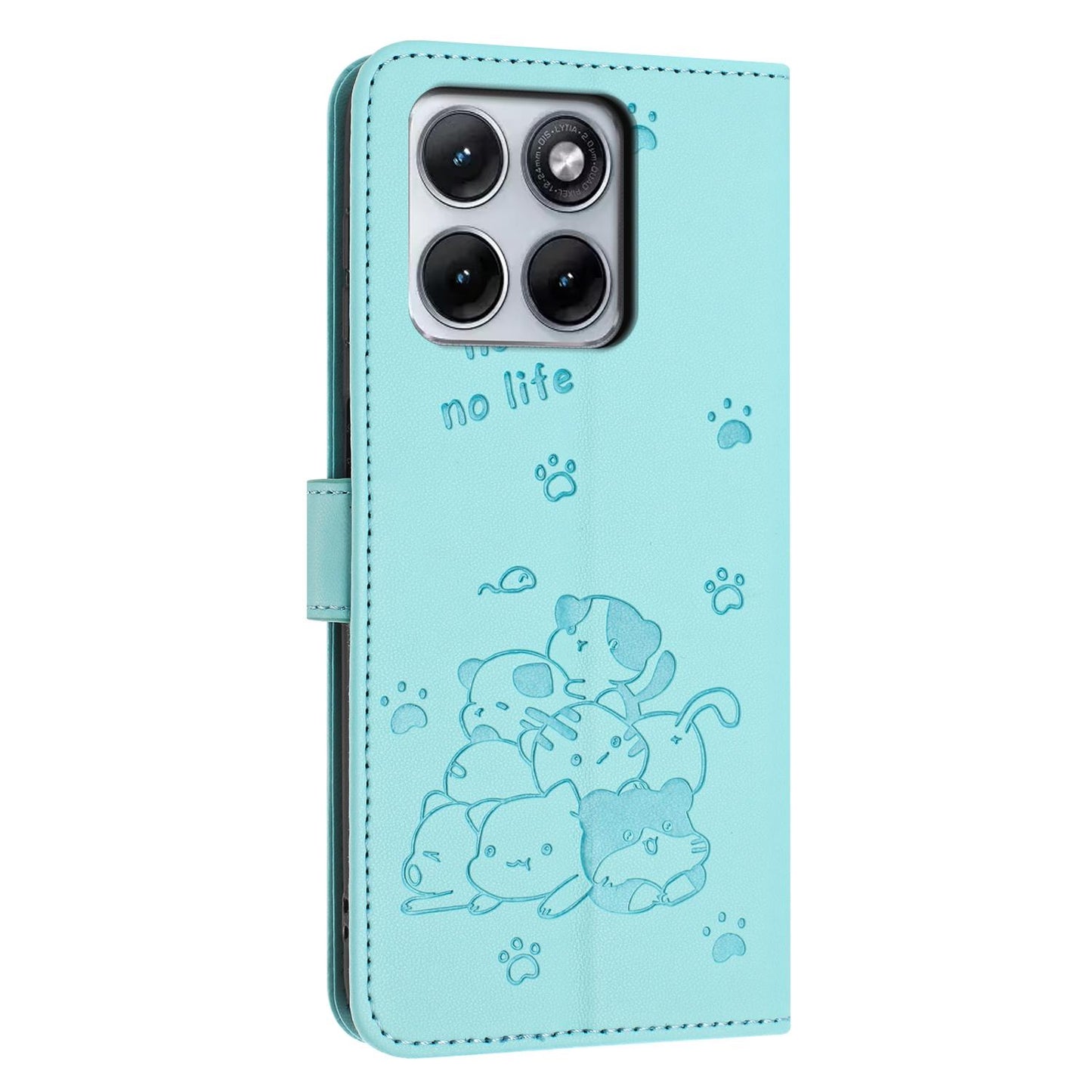 Motorola Edge 70 Fusion 5G Embossed Kitten PU Leather Wallet Case with Card Slots, Cash Pocket, Kickstand Function, Wrist Lanyard Strap, Full Protective TPU Flip Cover