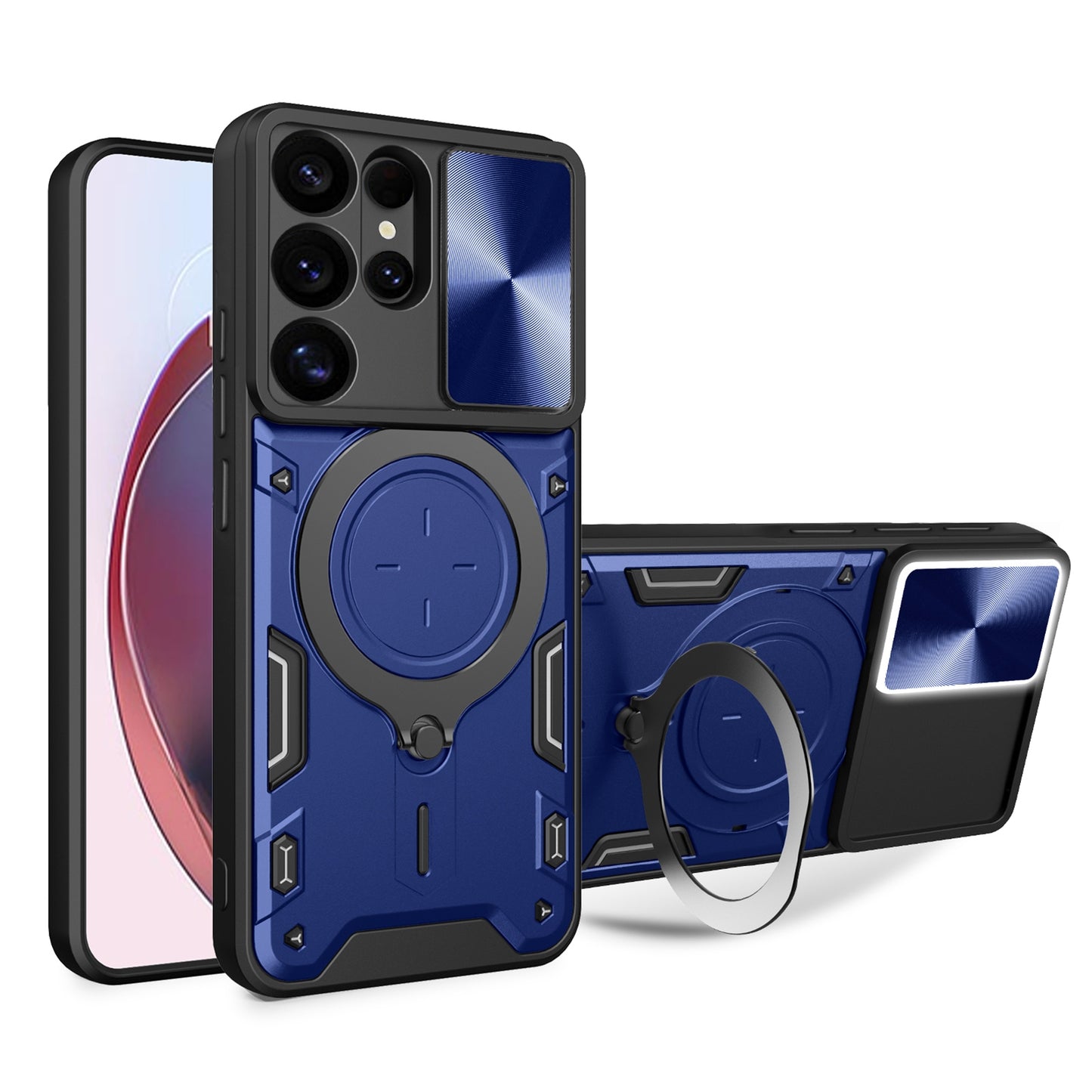 Samsung Galaxy S25 Ultra 5G Magnetic Holder CD Texture Sliding Camshield Phone Case, TPU PC Shockproof Cover
