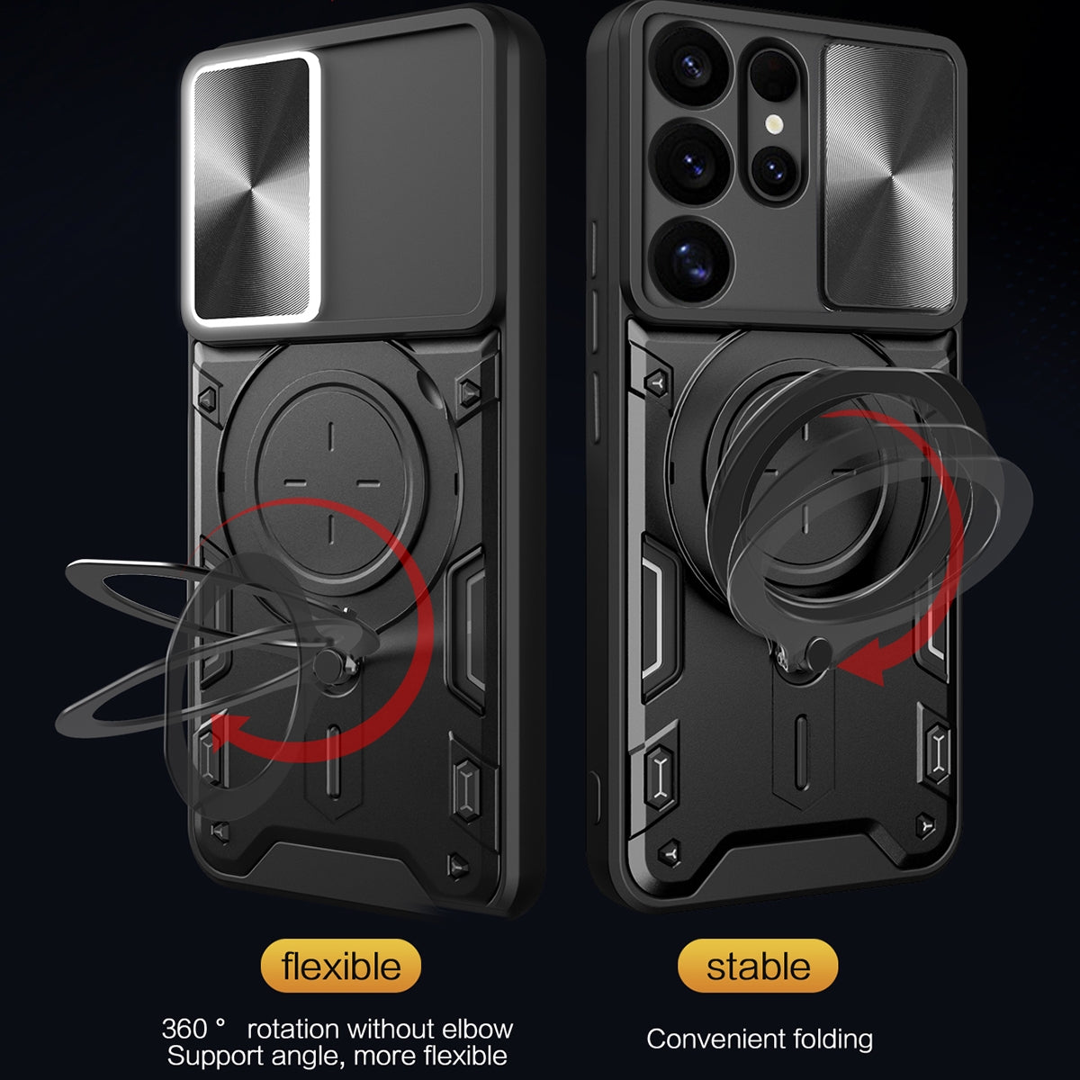 Samsung Galaxy S25 Ultra 5G Magnetic Holder CD Texture Sliding Camshield Phone Case, TPU PC Shockproof Cover