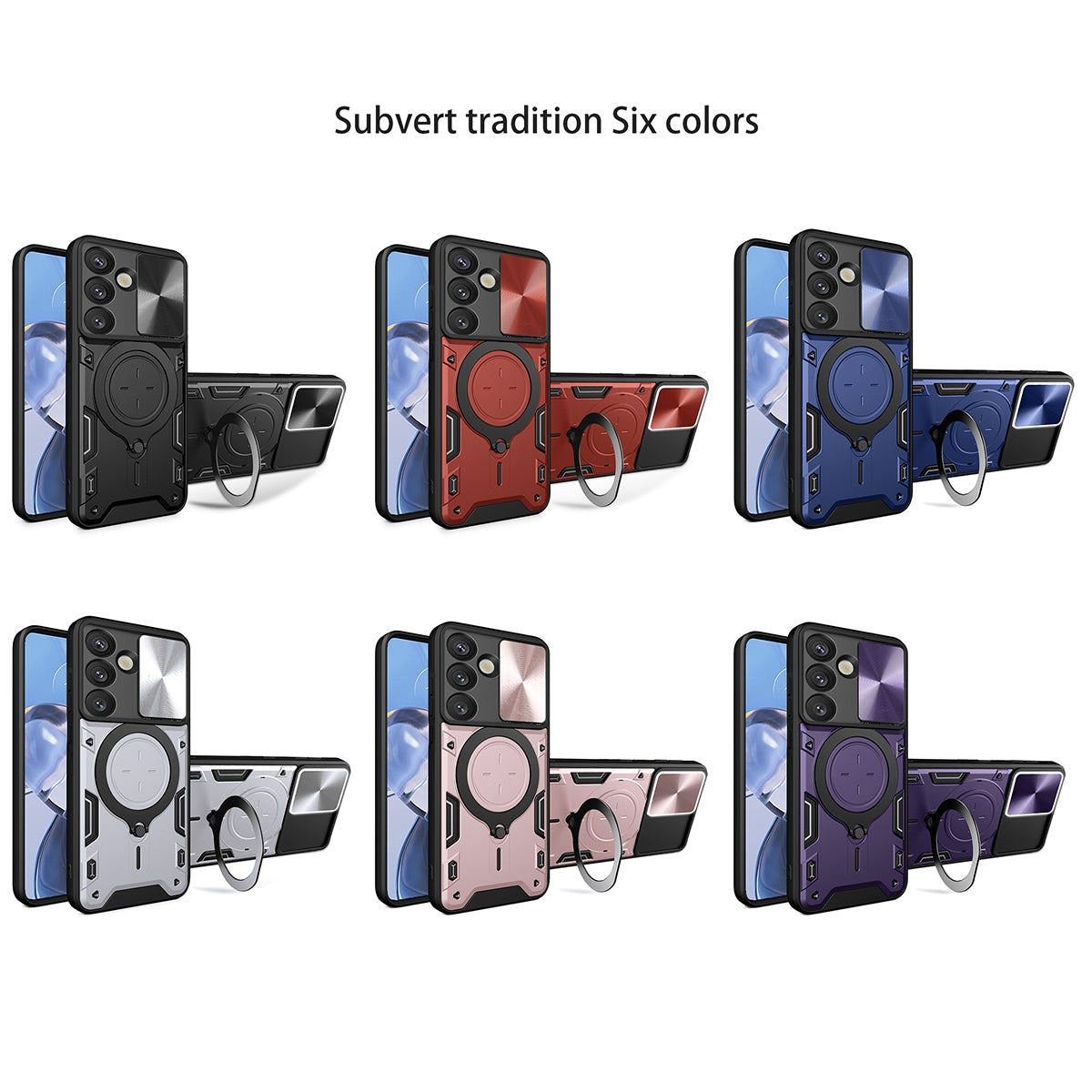 Samsung Galaxy S25 5G Magnetic Holder CD Texture Sliding Camshield Phone Case, TPU PC Shockproof Cover