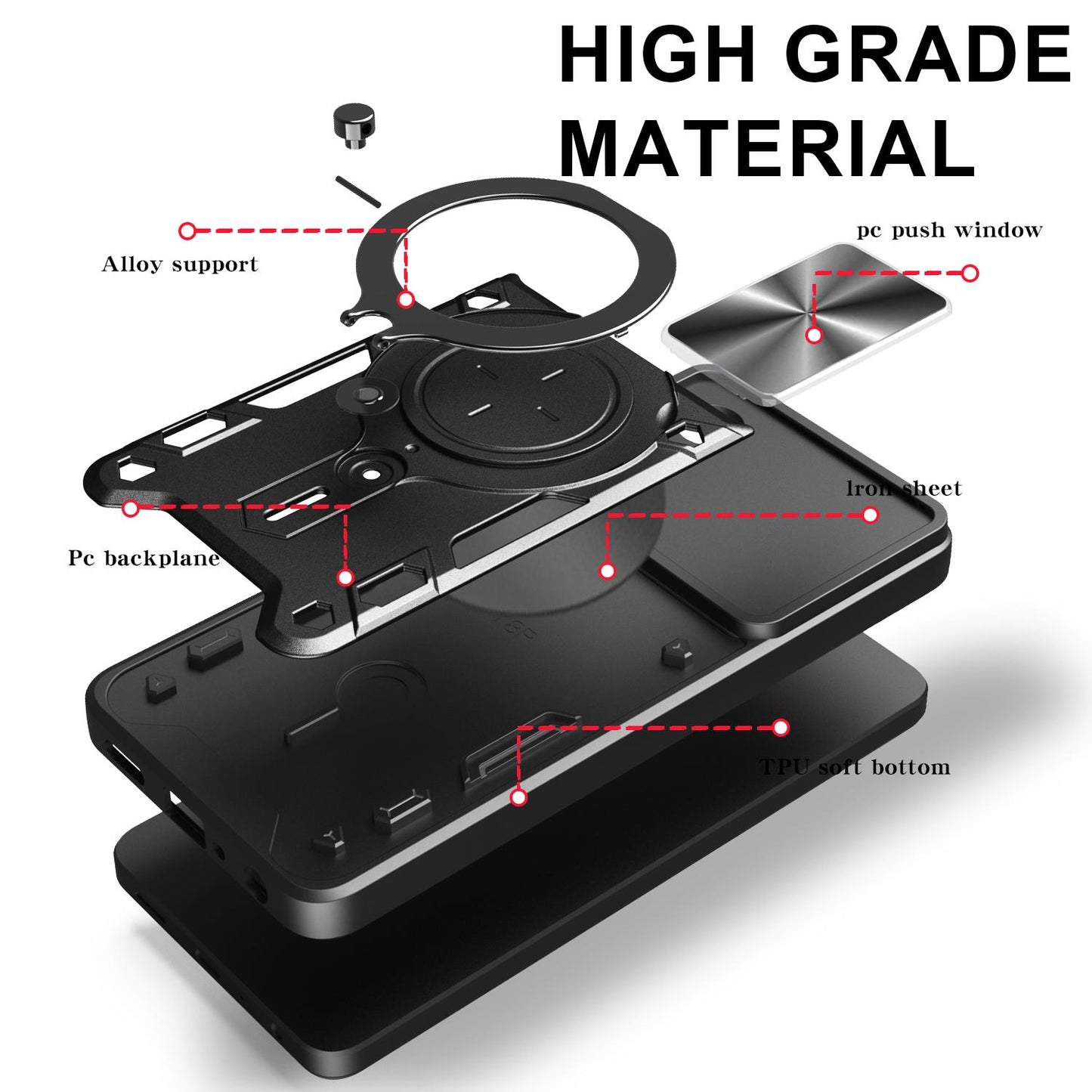 Samsung Galaxy S25 Edge 5G Magnetic Holder CD Texture Sliding Camshield Phone Case, TPU PC Shockproof Cover