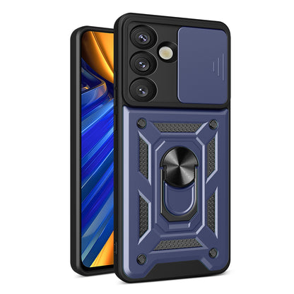Samsung Galaxy S25 5G Sliding Camera Cover Magnetic Ring Stand Shockproof TPU + PC Protective Phone Case
